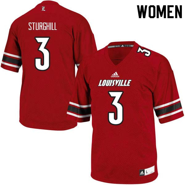 Women Louisville Cardinals #3 Cornelius Sturghill College Football Jerseys Sale-Red